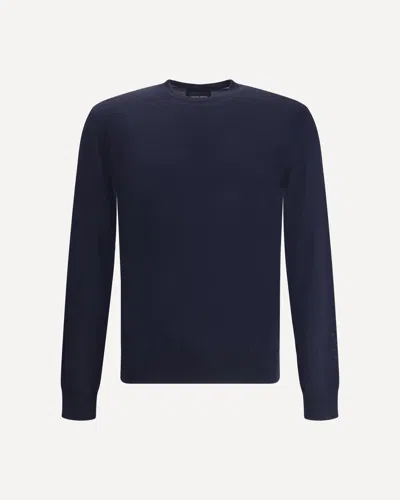 Giorgio Armani Virgin Wool Sweater In Blue