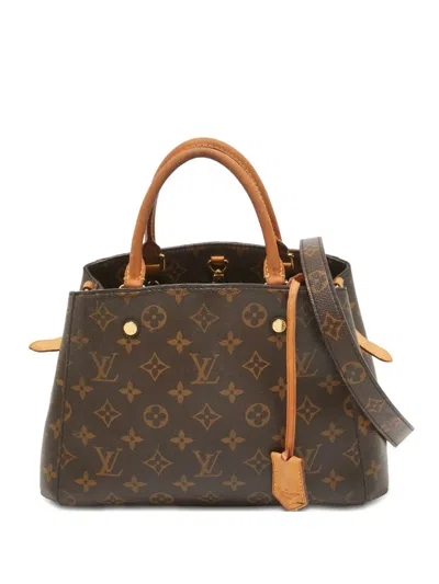 Pre-owned Louis Vuitton 2015 Montaigne Bb Two-way Handbag In Brown