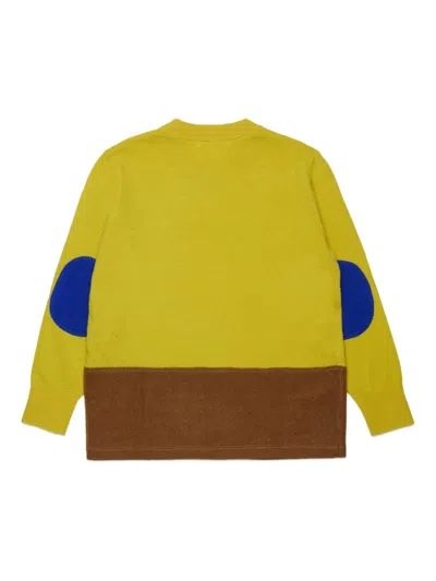 Marni Wool Blend Pullover With Elbow Patches In Green
