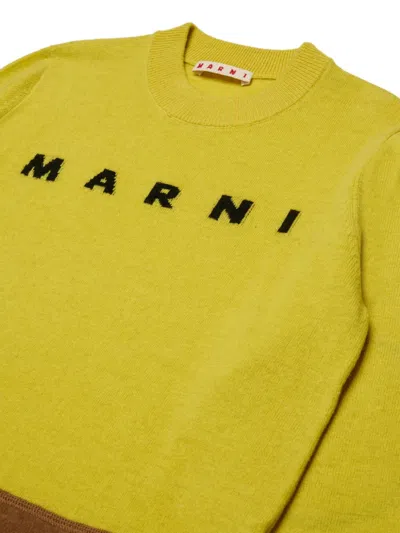 Marni Wool Blend Pullover With Elbow Patches In Green