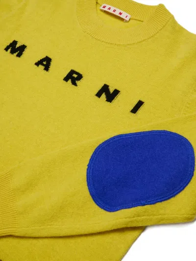 Marni Wool Blend Pullover With Elbow Patches In Green
