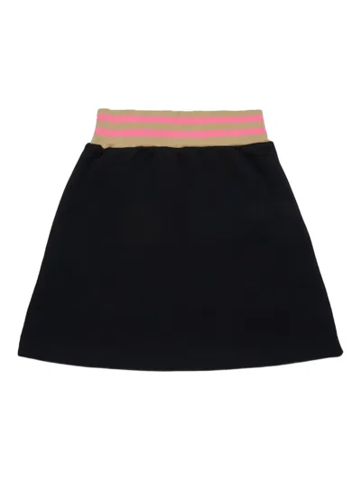 Marni Kids' Fleece Short Skirt With Elastic Stripes In Black