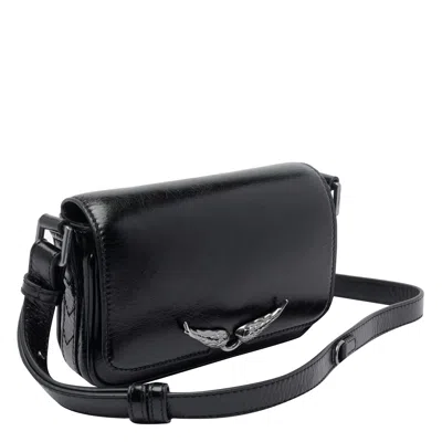 Zadig & Voltaire Womens Le Zazi Vintage Patent-leather Shoulder Bag Black In Black