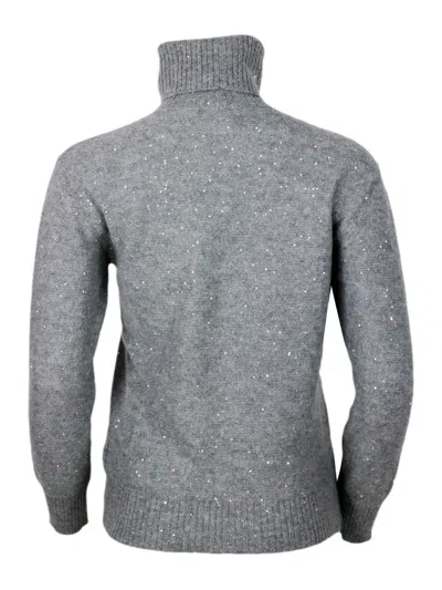 Fabiana Filippi Luxurious Knit Turtleneck Sweater With Cashmere Blend And Elegant Detailing In Gray