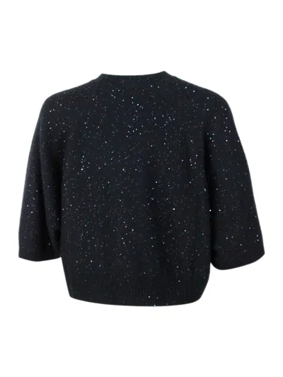 Fabiana Filippi Relaxed Short Sleeve Top With Sequin Embellishments In Black