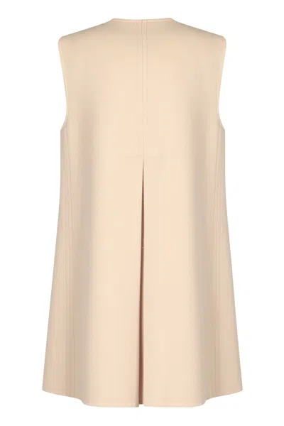 Valentino V-logo Wool-cashmere Button-front Vest Dress In Gold