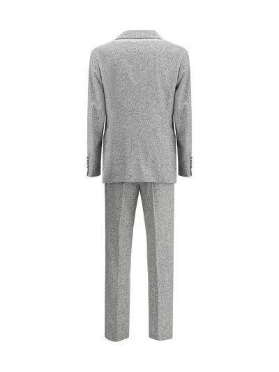 Brunello Cucinelli Tailored Suit Set Double-breasted Jacket In Gray