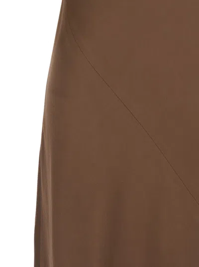 Antonelli Mara Brown Long Dress With Draped Neckline In Acetate Blend Woman In Brown