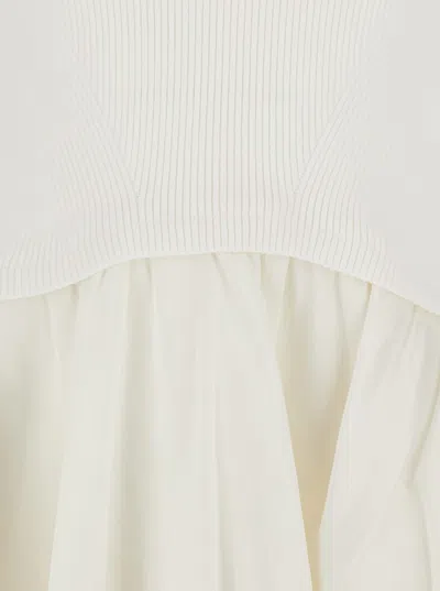 Simkhai Kenny White Crewneck Mini Dress With Puffed Skirt In Viscose Blend Woman