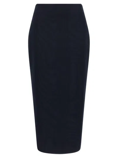 Blazé Milano Blaze Milano Maine Sussex Longuette Wool Midi Skirt In Blue
