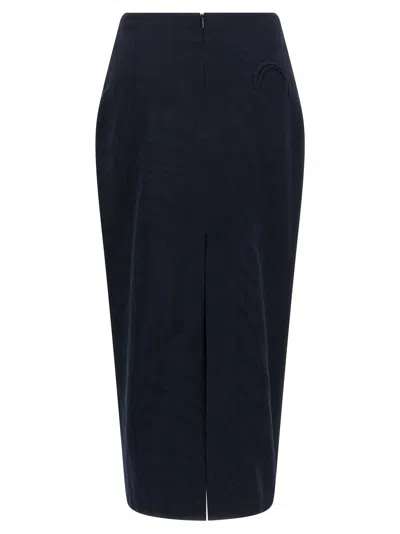 Blazé Milano Blaze Milano Maine Sussex Longuette Wool Midi Skirt In Blue