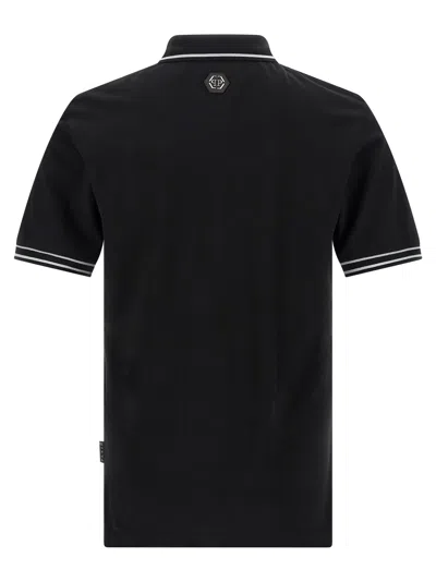 Philipp Plein 'skull & Bones' Polo Shirt In Black