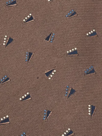 Pre-owned Giorgio Armani Geometric-pattern Silk Tie In Brown