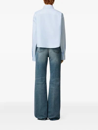 Ami Alexandre Mattiussi Blue Cotton Ami De Coeur Cropped Oversized Shirt Blue