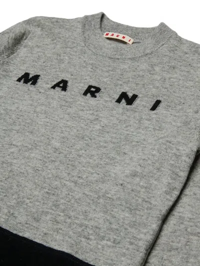 Marni Wool Blend Pullover With Elbow Patches In Gray
