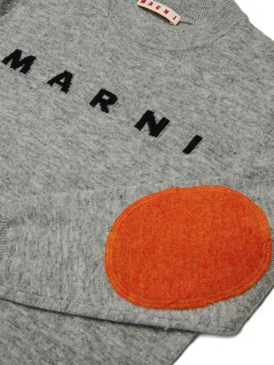 Marni Wool Blend Pullover With Elbow Patches In Gray