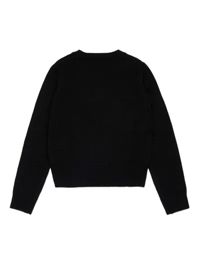 Diesel Pullover Misto Cashmere Con Ricamo Oval D In Black