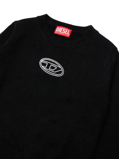 Diesel Pullover Misto Cashmere Con Ricamo Oval D In Black