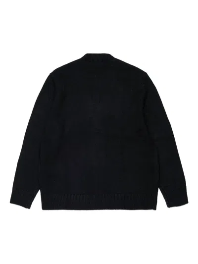 Diesel Cardigan Misto Lana E Cashmere Con Patch In Black