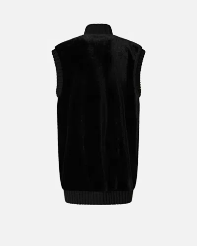 Pinko Genovese Long Faux Fur Vest In Black
