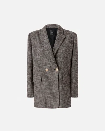 Pinko Double-breasted Flannel Blazer In Gray