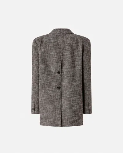 Pinko Double-breasted Flannel Blazer In Gray