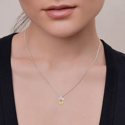 Diamond2deal 925 Sterling Silver Two-tone 1.4 Ct Multi Shape White & Yellow Lab Grown Diamond Pendan In Metallic