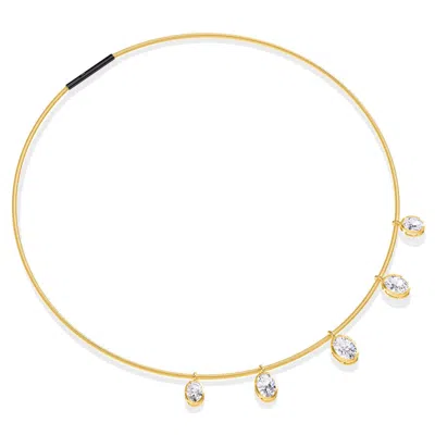 Diamond2deal 18k Vermeil Plated Silver7 Ct Oval Cut Lab Grown Diamond Pendant Necklace 18" Vvs-vs In Brown