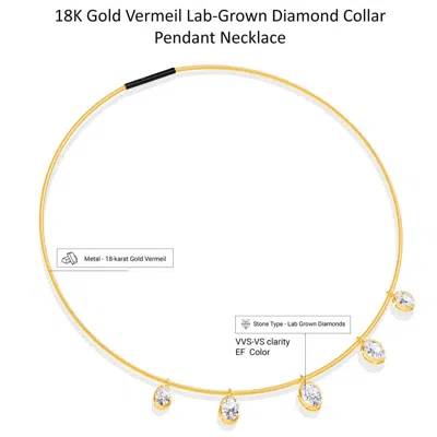 Diamond2deal 18k Vermeil Plated Silver7 Ct Oval Cut Lab Grown Diamond Pendant Necklace 18" Vvs-vs In Brown