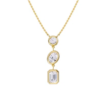 Diamond2deal 14k Yellow Gold 2.25 Ct Multi Shape Lab Grown Diamond Pendant Necklace 18" Chain Vvs-vs