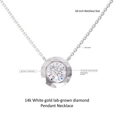Diamond2deal 14k White Gold 3 Ct Round Lab Grown Diamond Pendant Necklace 18" Chain Vvs-vs In Metallic