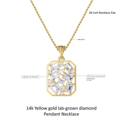 Diamond2deal 14k Yellow Gold 5 Ct Emerald Cut Lab Grown Diamond Pendant Necklace 18" Chain Vvs-vs