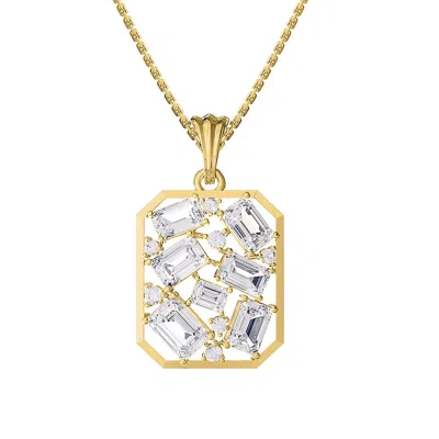 Diamond2deal 14k Yellow Gold 5 Ct Emerald Cut Lab Grown Diamond Pendant Necklace 18" Chain Vvs-vs