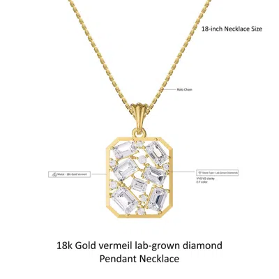 Diamond2deal 14k Yellow Gold 5 Ct Emerald Cut Lab Grown Diamond Pendant Necklace 18" Chain Vvs-vs