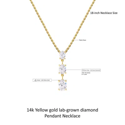 Diamond2deal 14k Yellow Gold 2.20 Ct Oval Cut Lab Grown Diamond Pendant Necklace 18" Chain Vvs-vs