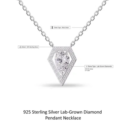 Diamond2deal 925 Sterling Silver 1.5 Ct Pear Cut Lab Grown Diamond Pendant Necklace 18" Vvs-vs In Metallic