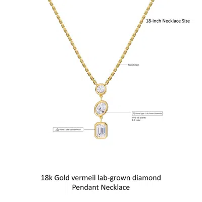 Diamond2deal 14k Yellow Gold 2.25 Ct Multi Shape Lab Grown Diamond Pendant Necklace 18" Chain Vvs-vs