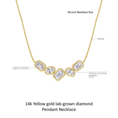 Diamond2deal 18k Vermeil Plated Silver 3.2 Ct Multi Shape Lab Grown Diamond Pendant Necklace 18" Vvs In Gold