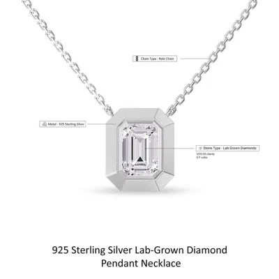Diamond2deal 18k Vermeil Plated Silver 3 Ct Radiant Cut Lab Grown Diamond Pendant Necklace 18" Vvs-v In Metallic