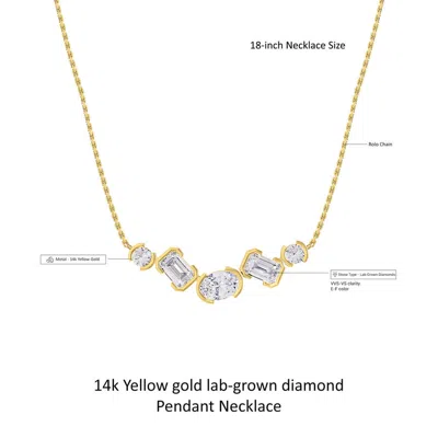 Diamond2deal 18k Vermeil Plated Silver 2.6 Ct Multi Shape Lab Grown Diamond Pendant Necklace 18" Vvs In Yellow