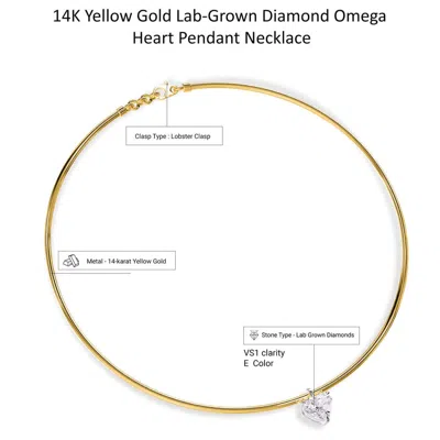 Diamond2deal 14k Yellow Gold 2.25 Ct Heart Shape Lab Grown Diamond Pendant Necklace 18" Vs1