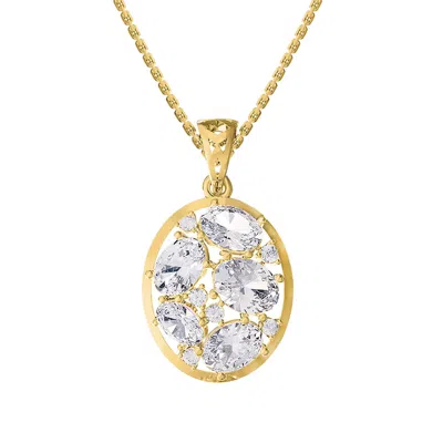 Diamond2deal 14k Yellow Gold 3.8 Ct Oval Cut Lab Grown Diamond Pendant Necklace 18" Chain Vvs-vs