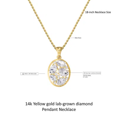 Diamond2deal 14k Yellow Gold 3.8 Ct Oval Cut Lab Grown Diamond Pendant Necklace 18" Chain Vvs-vs