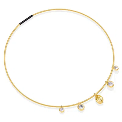 Diamond2deal 18k Vermeil Plated Silver 5 Ct Round & Pear Cut White & Yellow Lab Grown Diamond Pendan