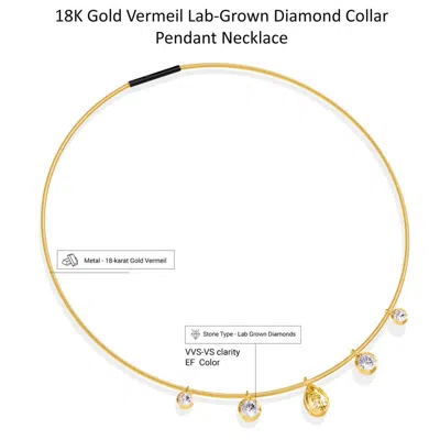 Diamond2deal 18k Vermeil Plated Silver 5 Ct Round & Pear Cut White & Yellow Lab Grown Diamond Pendan