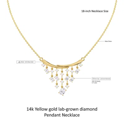 Diamond2deal 14k Yellow Gold 2.6 Ct Oval Cut Lab Grown Diamond Pendant Necklace 18" Chain Vvs-vs