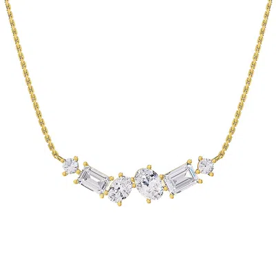 Diamond2deal 14k Yellow Gold 3 Ct Multi Shape Lab Grown Diamond Pendant Necklace 18" Chain Vvs-vs