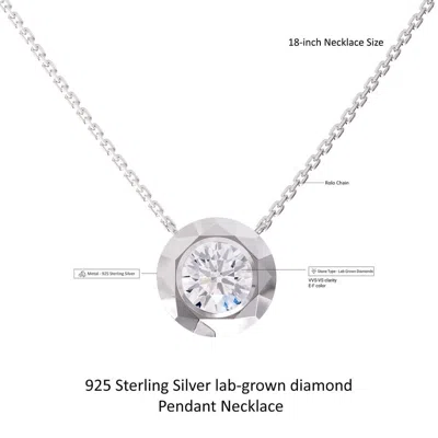 Diamond2deal 14k White Gold 3 Ct Round Lab Grown Diamond Pendant Necklace 18" Chain Vvs-vs In Metallic