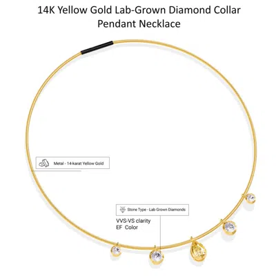 Diamond2deal 18k Vermeil Plated Silver 5 Ct Round & Pear Cut White & Yellow Lab Grown Diamond Pendan