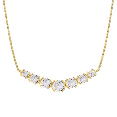 Diamond2deal 14k Yellow Gold 2.8 Ct Round Lab Grown Diamond Pendant Necklace 18" Chain Vvs-vs